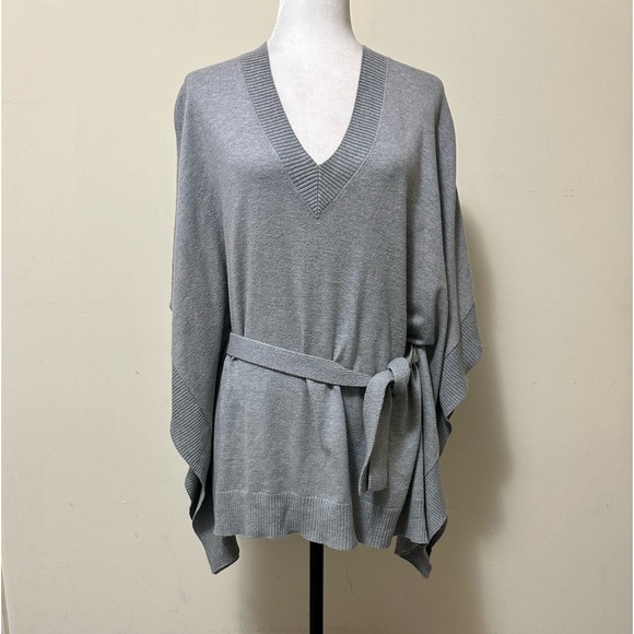 NEW Michael Kors Thin Knit V-Neck Belt Poncho Shawl Wrap Pullover Tunic Top M - Picture 14 of 14